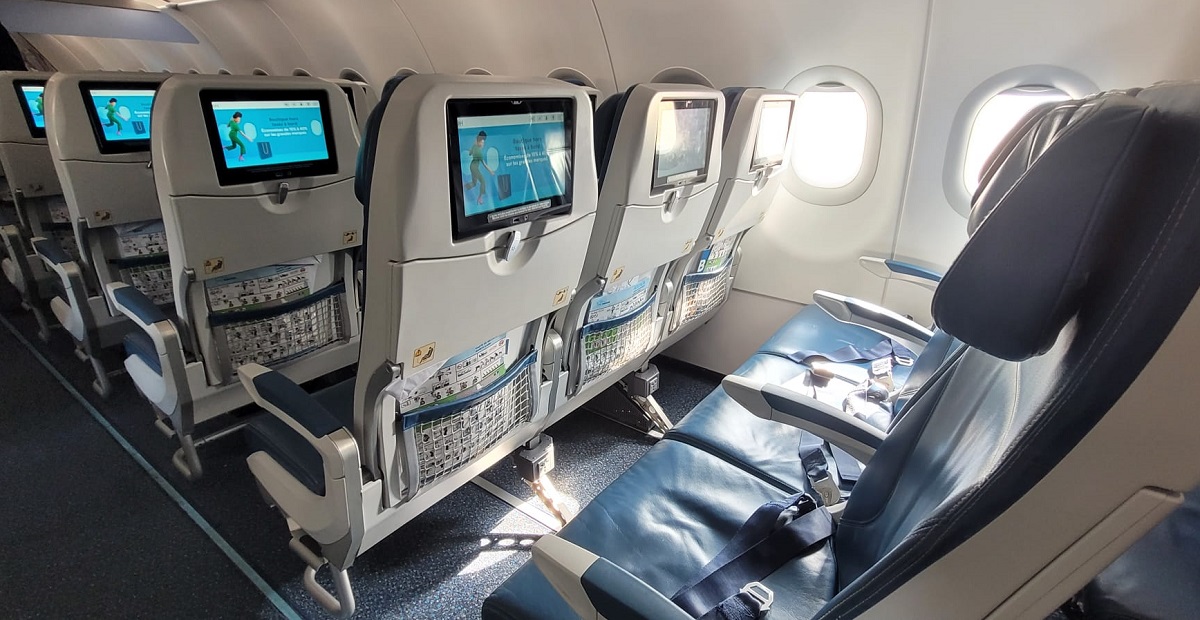 L'A321LR d'Air Transat dispose de 200 sièges, équipés d'un dispositif audio et vidéo de pointe - DR : A.B.