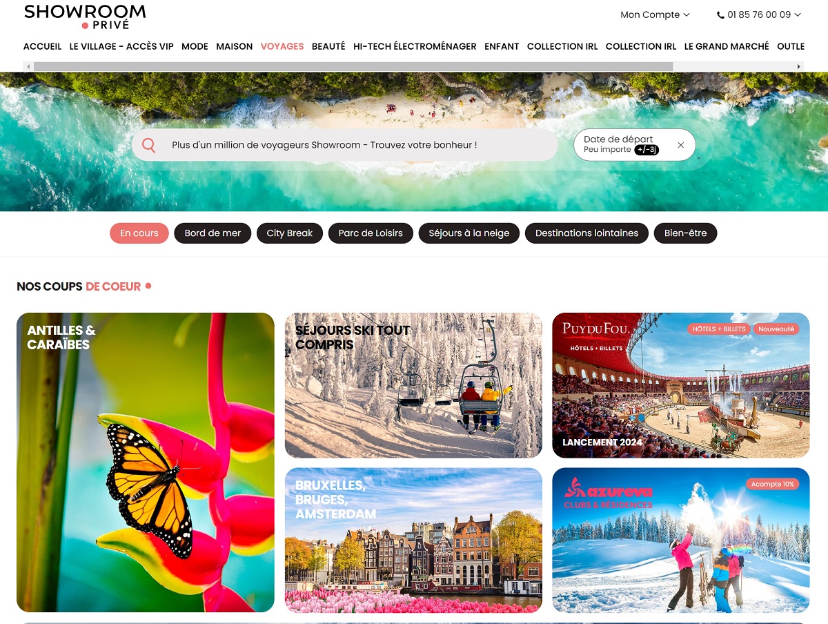 Le segment des Voyages et Loisirs prolonge son rebond depuis la fin des confinements chez Showroomprivé - DR : Capture écran Showroomprivé.com Le segment des Voyages et Loisirs prolonge son rebond depuis la fin des confinements chez Showroomprivé - DR : Capture écran Showroomprivé.com