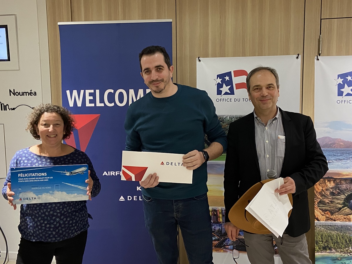 A Marseille, un agent de voyages chanceux est reparti avec deux billets Delta Airlines pour les Etats-Unis - DR : OT des USA A Marseille, un agent de voyages chanceux est reparti avec deux billets Delta Airlines pour les Etats-Unis - DR : OT des USA
