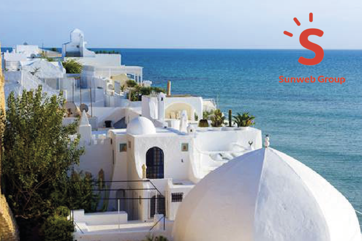 Pour ces vacances printanières, c'est la Tunisie qui est en tête de liste des destinations chez Sunweb : Photo montage Sunweb et AB