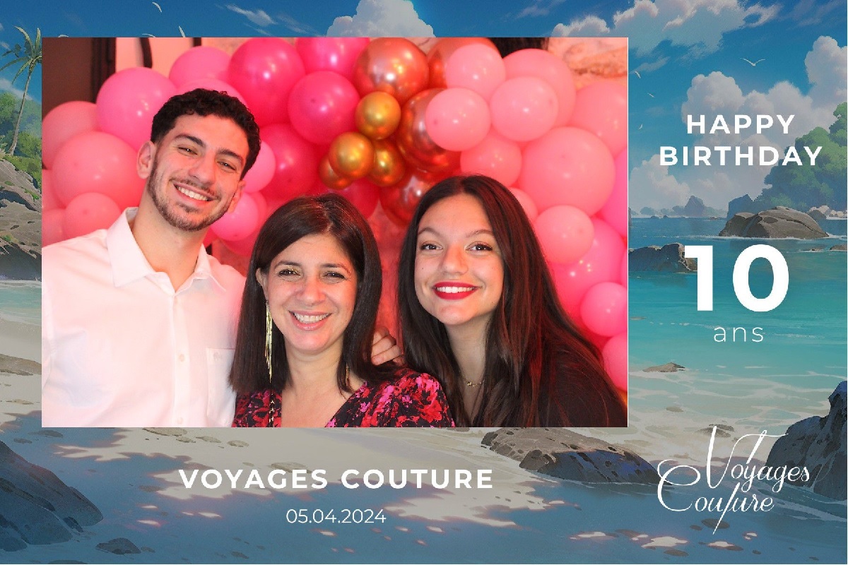 Rémi Roussel, le fils de Barbara Roussel au centre, et Ambre Brethet qui la suit dans les aventures de Voyages Couture depuis 2018 - Photo Voyages Couture Rémi Roussel, le fils de Barbara Roussel au centre, et Ambre Brethet qui la suit dans les aventures de Voyages Couture depuis 2018 - Photo Voyages Couture