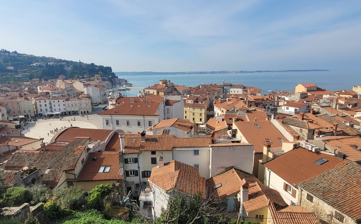 Depuis l'Eglise Saint Georges à Piran, la vue sur le Golfe de Trieste - Photo AB