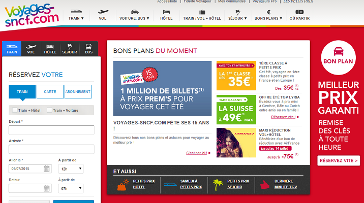 Capture d'écran Voyages-SNCF.com