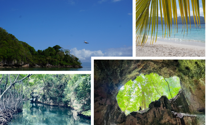 La baie de Samana avec ses iles aux oiseaux, ses plages, sa mangrove et ses grottes. Crédit C.Hardin