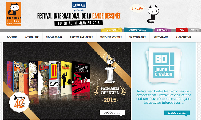 La prochaine édition du FIBD d'Angoulême se tiendra du 28 au 31 janvier 2016 - Capture d'écran