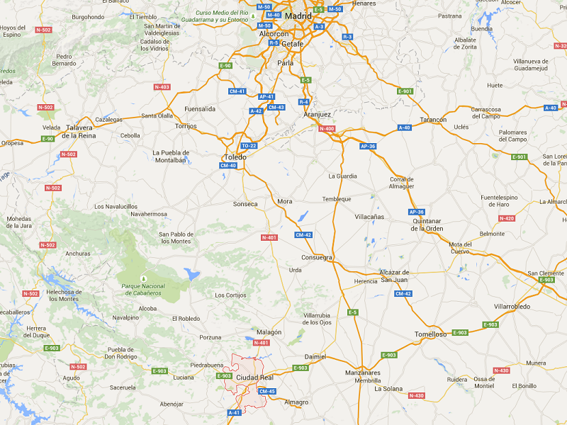La ville de Ciudad Real est situé au Sud de Madrid - DR : Google Maps