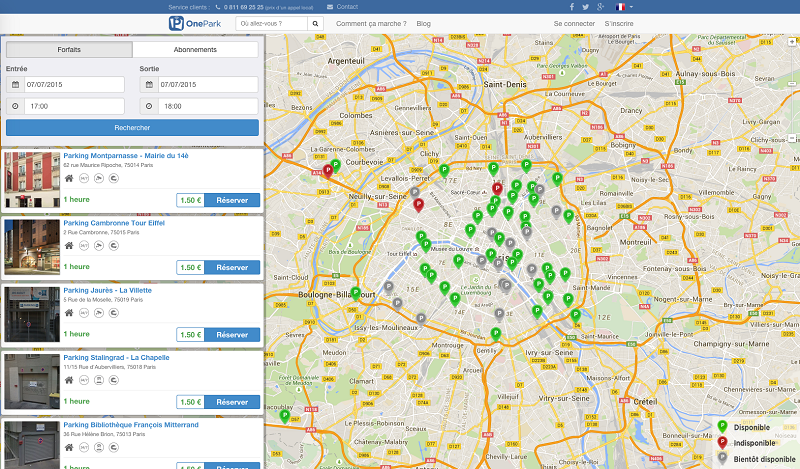 OnePark permet de réserver une place de parking en quelques clics - © OnePark