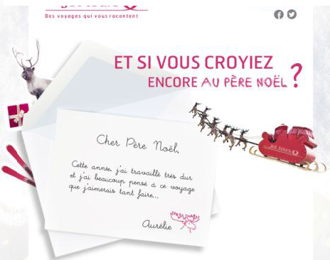 Jet tours lance un concours de lettres au Père Noël pour les agents de voyages - DR : Jet tours