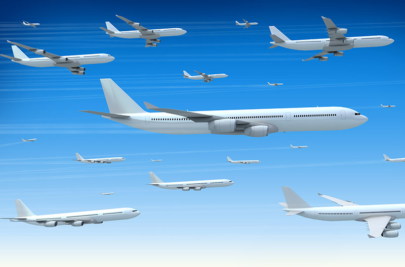 Les 100 plus grosses compagnies aériennes représentent un chiffre d’affaires de plus de 700 milliards de dollars soit plus de 85 % du total du transport aérien qui compte aux alentours de 800 à 900 compagnies - Photo fotolia Auteur : Georgo