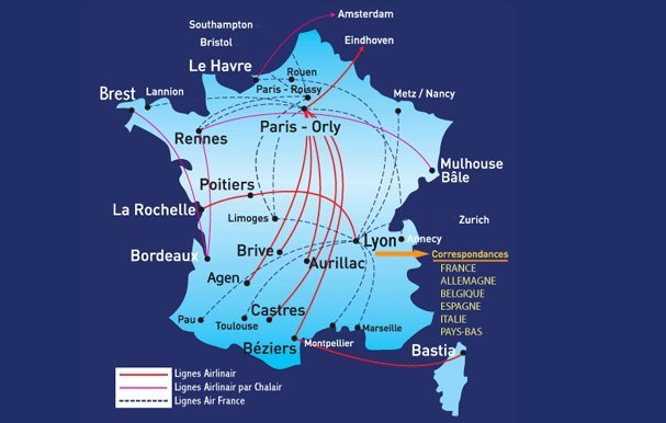 Le réseau d'Airlinair (cliquer pour agrandir) Le réseau d'Airlinair (cliquer pour agrandir)
