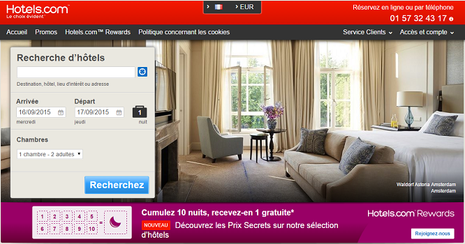 Hotels.com fait le point sur les recherches de ses visiteurs pour l'après-saison - Capture d'écran
