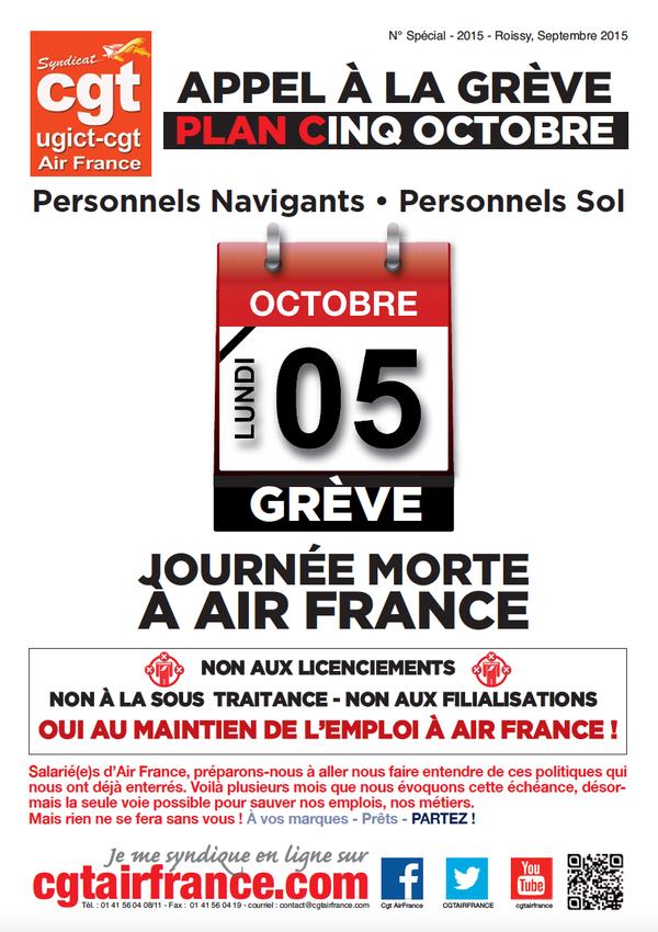 Le tract d'appel à la grève des syndicats de personnel au sol d'Air France.