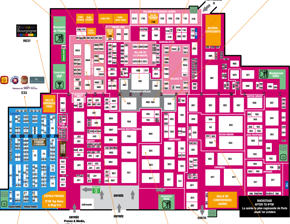 Le plan de l'IFTM Top Résa et du Map Pro 2015 au Pavillon 1 - DR : Reed Expo