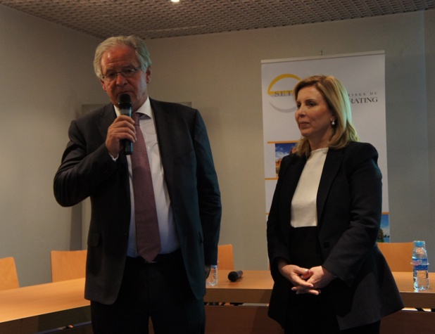 René-Marc Chikli, and Salma Elloumi Rekik, Tourism Minister of Tunisia, during SETO’s press briefing.