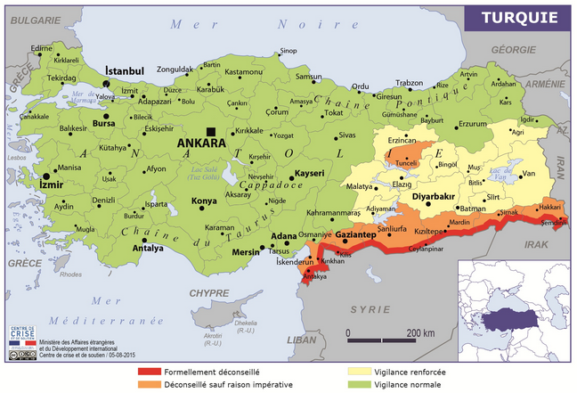 Le MAE ne déconseille pas les déplacements en Turquie mais appelle les Français sur place à faire preuve de prudence - DR : Conseils aux Voyageurs - MAE