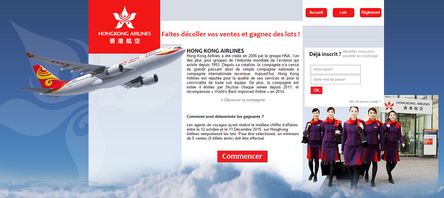 Le challenge des ventes d'HongKong Airlines vient de débuter ce lundi 12 octobre 2015 - Capture d'écran