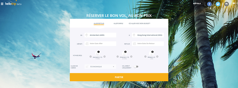 Hellotrip permet de prédire l'évolution des prix des billets d'avion - Capture d'écran