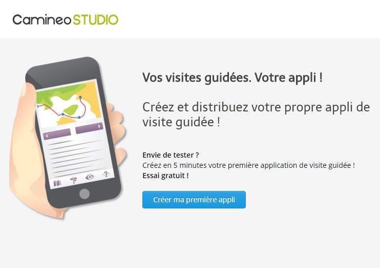 La plateforme web Camineo Studio permet de créer sa propre application mobile de visites  guidées © Camineo