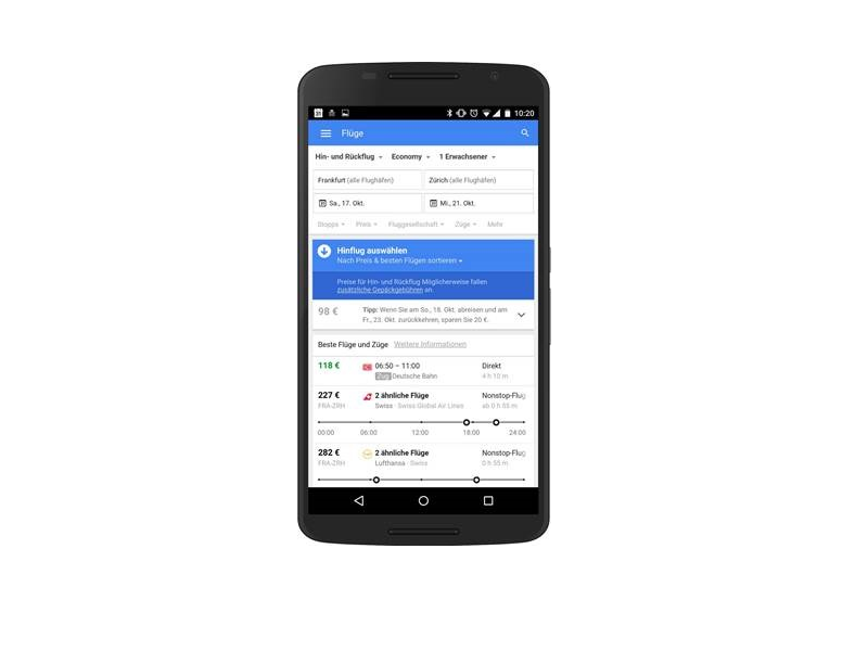 Google Flights propose désormais une "option train" - (c) Google Flights