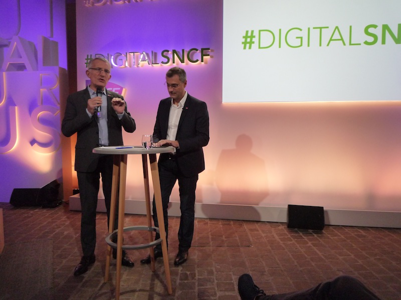 Guillaume Pépy, président de la SNCF et Yves Tyrode, son directeur digital, présentent le plan #DigitalSNCF le 10 février 2015 - (c) Clubic