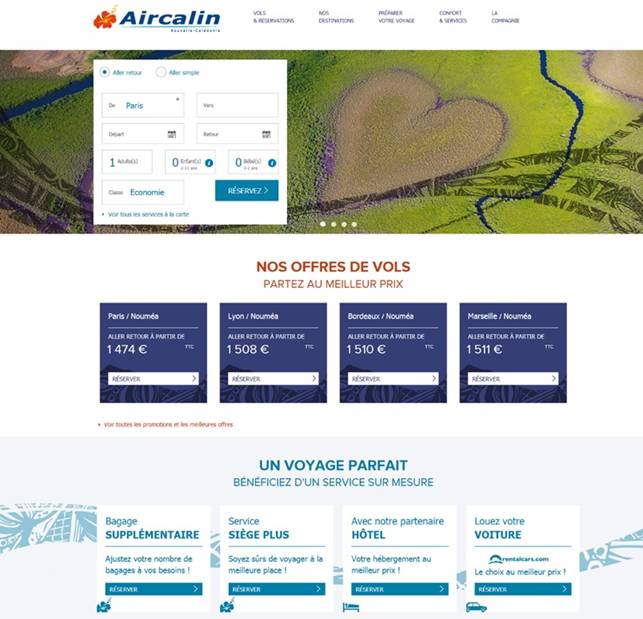 Le site aircalin.com - (c) capture d'écran Aircalin