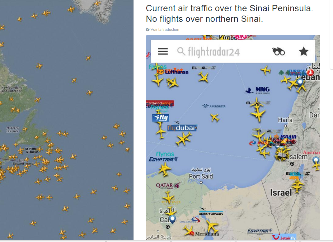 Air France et Lufthansa ont déserté le survol de la région mais elles ne sont pas les seules... /capture twitter