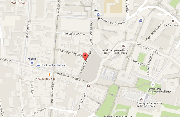 La place Jean-Jaurès dans le centre de Saint-Denis est bouclée - DR : Google Maps
