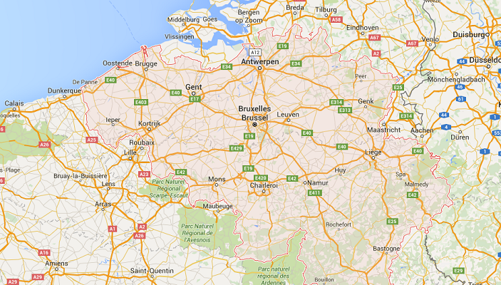Bruxelles et sa région sont en niveau 4 de menace et le reste du territoire belge en niveau 3 de menace - DR : Google Maps