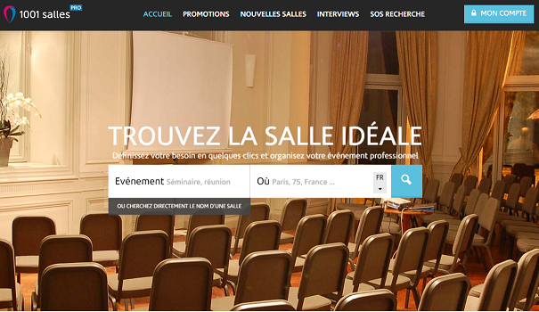 Le site pro de 1001Salles affiche un nouveau design - Capture d'écran