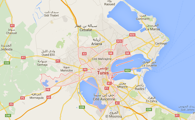 Le couvre-feu est en vigueur dans le grand Tunis jusqu'à nouvel ordre - DR : Google Maps