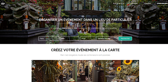 SnapEvent lance une nouvelle version de son site - Capture d'écran