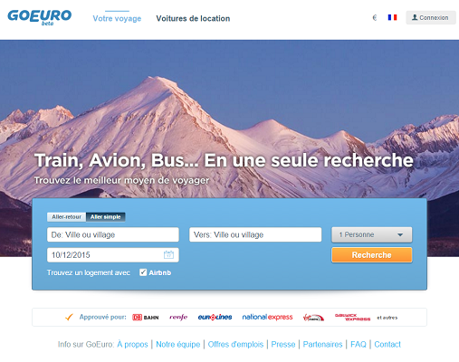 GoEuro va déployer l'ensemble de son produit en France dès janvier 2016 - Capture d'écran