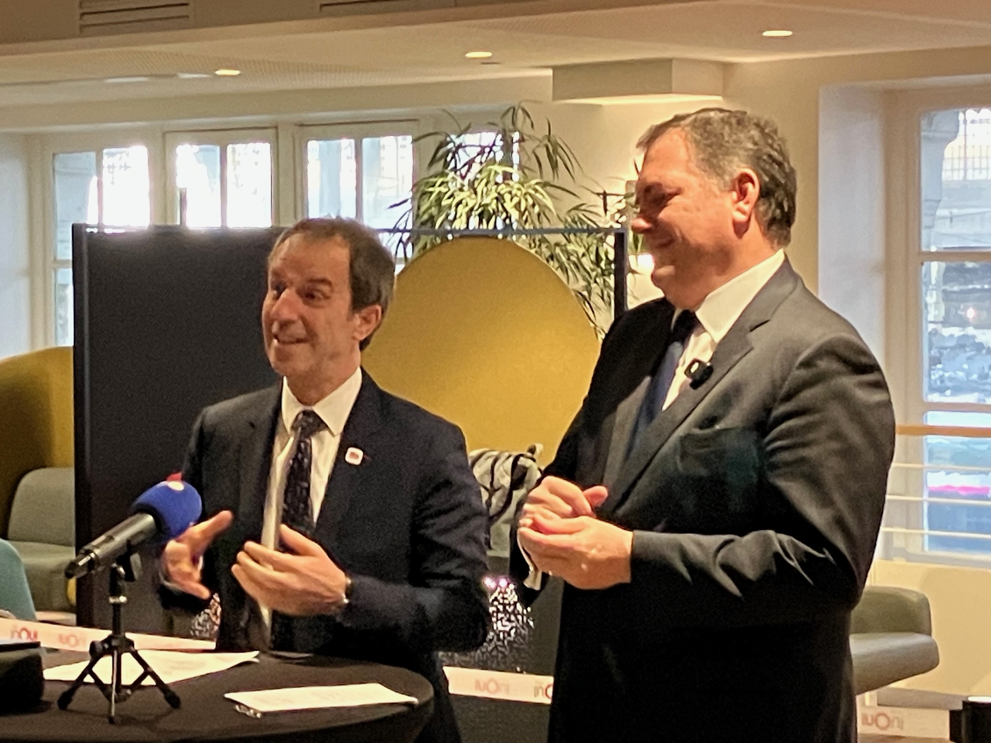Christophe Fanichet, pdg de SNCF Voyageurs, et Philippe Tabarot, ministre chargé des transports. (c)T.Beaurepère