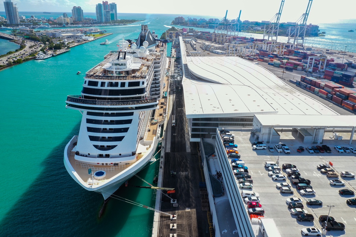 Le terminal MSC de PortMiami, inauguré samedi 5 avril 2025, s’étend sur plus de 46 000 m², répartis sur quatre niveaux - Photo : MSC Cruises