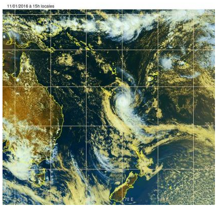 Le cyclone tropical ULA s'éloigne progressivement de la Nouvelle-Calédonie par le Sud- DR : securite-civile.nc