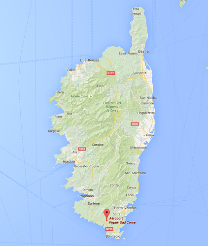 Les vents violents perturbent les décollages et les atterrissages à Figari et Calvi, en Corse - DR : Google Maps