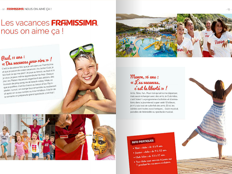 La brochure des avant-premières 2016 de FRAM recense l'ensemble de l'offre en clubs Framissima - DR : Brochuresenligne.com