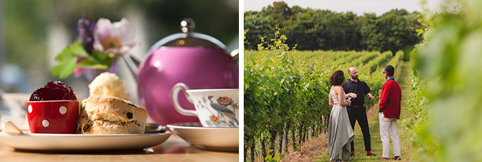 scone tea © Visit Britain David Clapp / vineyard Kent © Visit Kent Rebecca Douglas