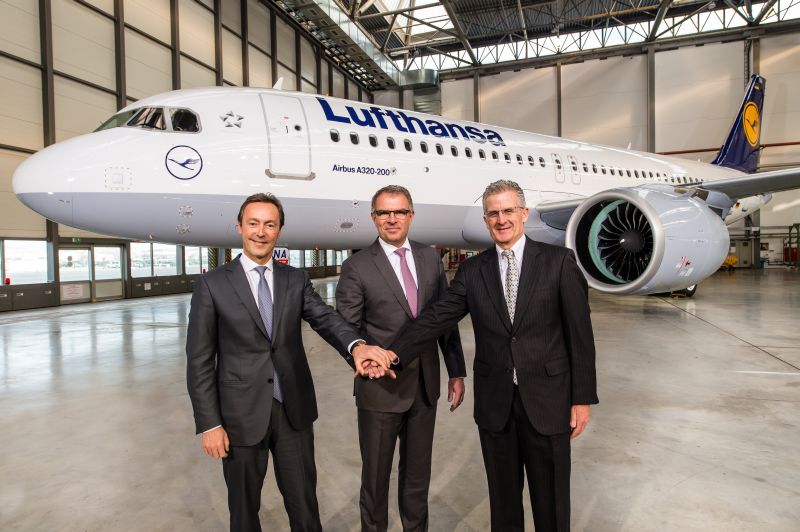 Fabrice Brégier, Airbus President and CEO Carsten Spohr, Chairman of the Executive Board and CEO of Deutsche Lufthansa AG. Robert Leduc, Pratt & Whitney President - Copyright Lufthansa Group