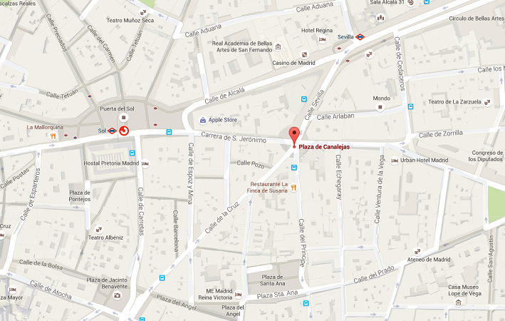 Le W Madrid sera situé sur la Plaza de Canalejas, près de la Puerta del Sol - DR : Google Maps