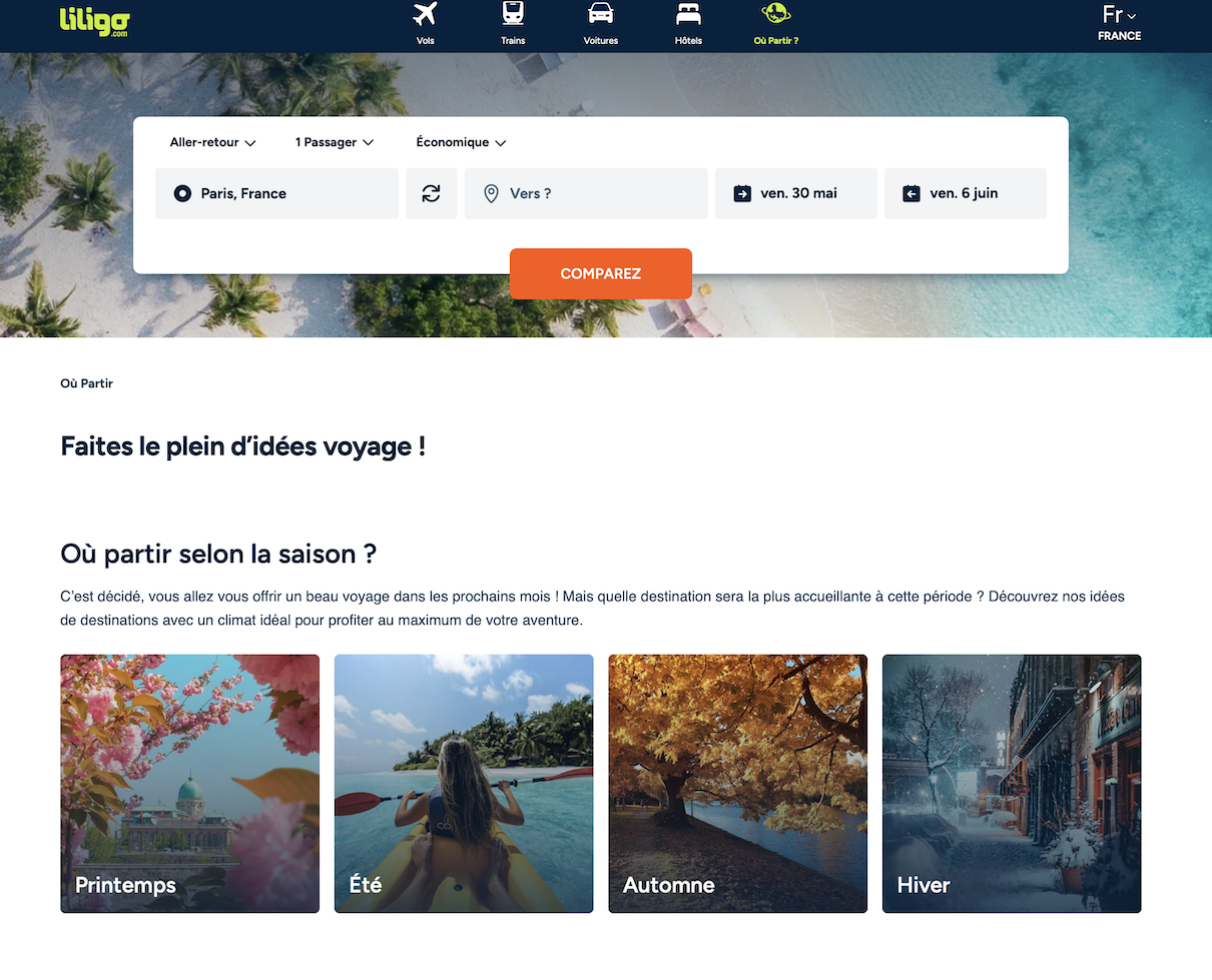 Liligo mise sur la simplicité, la personnalisation et l’accessibilité pour répondre aux nouveaux comportements des voyageurs - Capure d'écran site