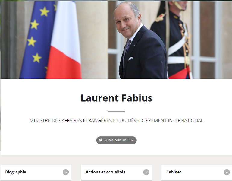 Laurent fabius, ministre des Affaires étrangères et du Développement international est en charge du Tourisme au Gouvernement - DR : Gouvernement.fr