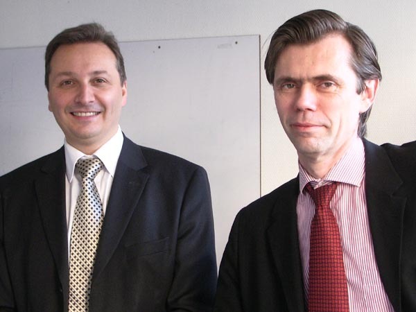 Les co-fondateurs de Media Welcome, François Balland (DG, à gauche) et Frédéric Momal (Président)