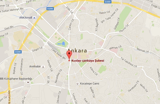 L'attentat a été perpétré dans le quartier de Kizilay, à Ankara - DR : Google Maps