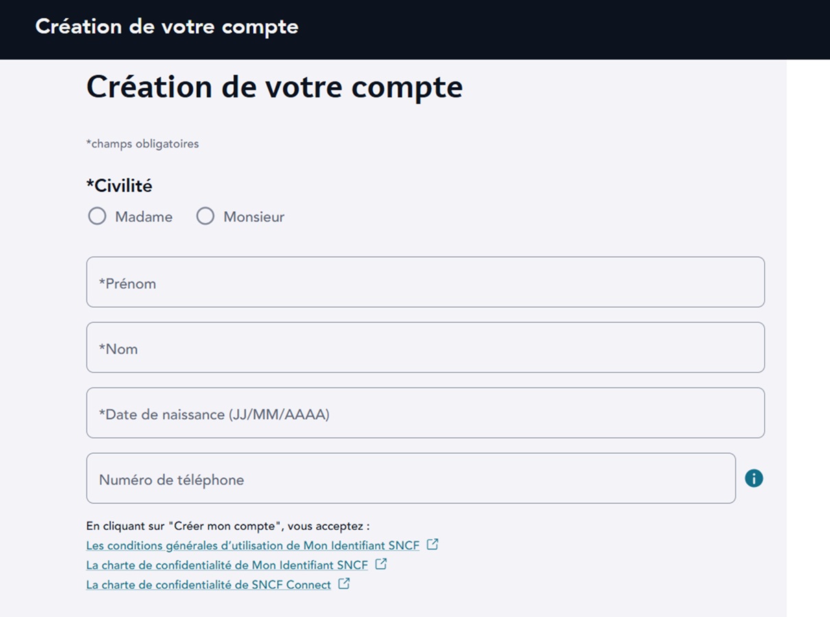 Capture écran du site SNCF Connect en date du 10 septembre 2025