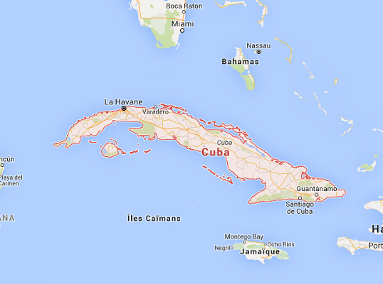 Barack Obama se rendra à Cuba les 21 et 22 mars 2016 - DR : Google Maps