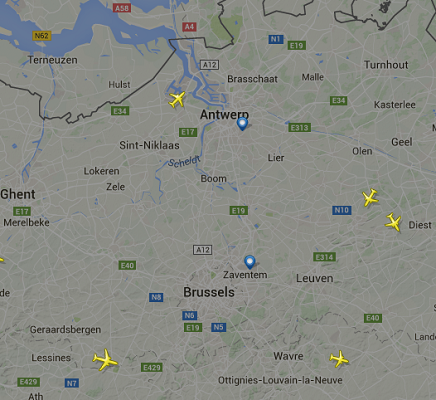 Les avions ne décollent plus et n'atterrissent plus à Bruxelles-Zaventem - DR : Flight Radar