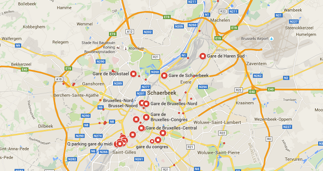 Plusieurs gares de Bruxelles sont toujours fermées ce mercredi 23 mars 2016 - DR : Google Maps