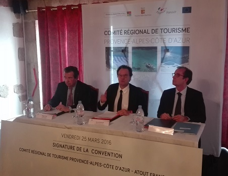 From left to right: Philippe Faure, President of Atout France, Renaud Muselier, President of the CRT PACA, and Christian Mantei, Executive Director of Atout France - Photo P.C. From left to right: Philippe Faure, President of Atout France, Renaud Muselier, President of the CRT PACA, and Christian Mantei, Executive Director of Atout France - Photo P.C.