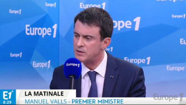 Manuel Valls was invited to Europe 1 on Wednesday March 23rd, 2016 - Screen shot